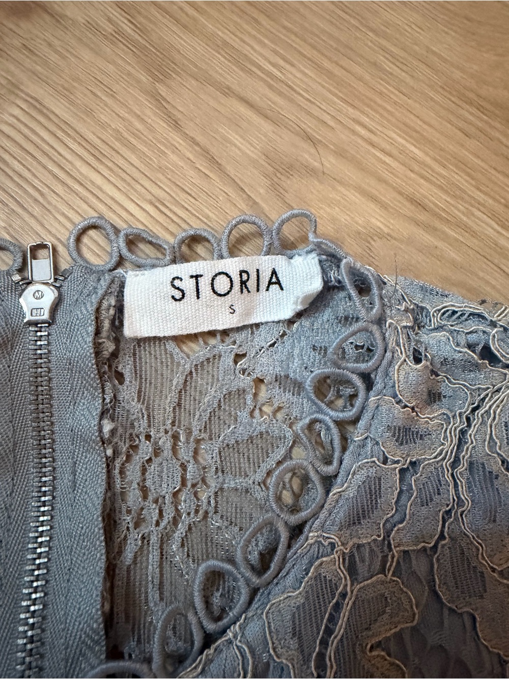 Storia Lace Crop Top in Dusty Blue